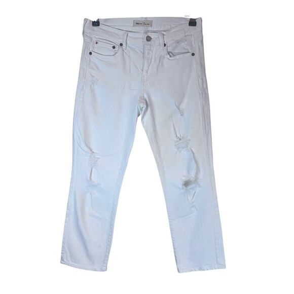 Gap 1969 Women's Slim Crop White Straight Leg Mid Rise Jean Size 26 - Picture 1 of 5